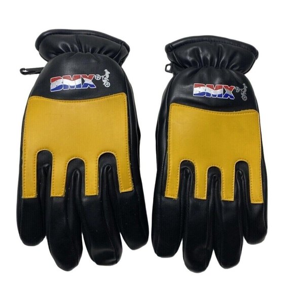 Vintage BMX Bike Gloves, Black and Yellow, Medium-Large - Picture 1 of 13